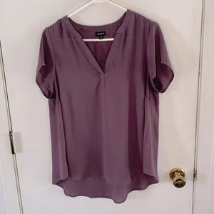 Torrid Size 00 dusty purple short sleeve v-neck blouse